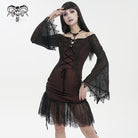 DEVIL FASHION Women's Gothic Off Shoulder Lace Splice Dress