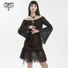 DEVIL FASHION Women's Gothic Off Shoulder Lace Splice Dress