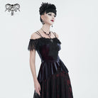 DEVIL FASHION Women's Gothic Off Shoulder Lace Splice Shirt