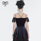 DEVIL FASHION Women's Gothic Off Shoulder Lace Splice Shirt