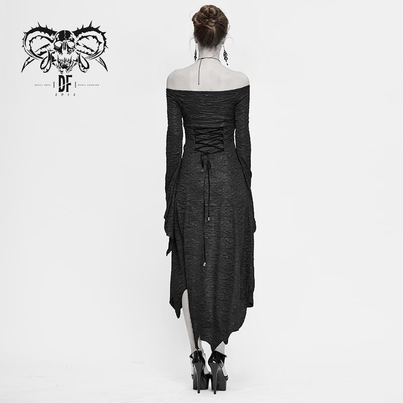 Women's Gothic Off-shoulder Ripped Irregular Dresses