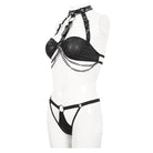 DEVIL FASHION Damen Gothic Lackleder Splice Bustier mit Dessous