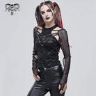 Women's Gothic Pentagram Cutout Mesh Splice Top