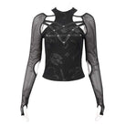Women's Gothic Pentagram Cutout Mesh Splice Top