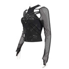 Women's Gothic Pentagram Cutout Mesh Splice Top