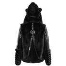 Women's Gothic Pentagram Splice Jacket with Ears Hood