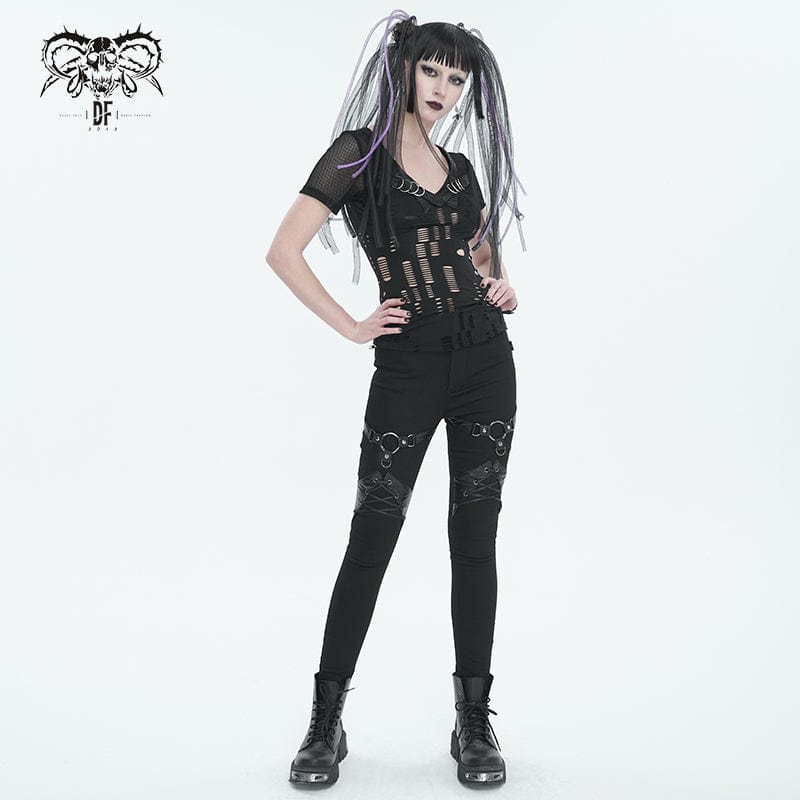 Ripped Goth Rights Women's Gothic Plunging Ripped Mesh Shirt – Punk Design