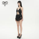 DEVIL FASHION Women's Gothic Plunging Ruffled Lace Lingerie