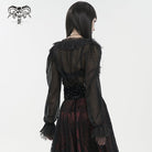 DEVIL FASHION Damen Gothic Tief ausgeschnittenes, gerüschtes, transparentes Hemd Schwarz