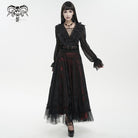 DEVIL FASHION Damen Gothic Tief ausgeschnittenes, gerüschtes, transparentes Hemd Schwarz