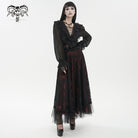 DEVIL FASHION Damen Gothic Tief ausgeschnittenes, gerüschtes, transparentes Hemd Schwarz