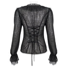 DEVIL FASHION Damen Gothic Tief ausgeschnittenes, gerüschtes, transparentes Hemd Schwarz