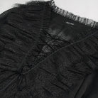 DEVIL FASHION Damen Gothic Tief ausgeschnittenes, gerüschtes, transparentes Hemd Schwarz