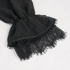 DEVIL FASHION Damen Gothic Tief ausgeschnittenes, gerüschtes, transparentes Hemd Schwarz