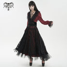 DEVIL FASHION Damen Gothic Tief ausgeschnittenes, gerüschtes, transparentes Hemd Rot