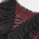 DEVIL FASHION Damen Gothic Tief ausgeschnittenes, gerüschtes, transparentes Hemd Rot