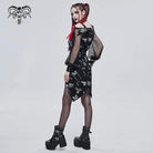 Women's Gothic Puff Sleeved Buckles Irregular Dress