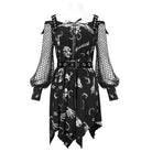 Women's Gothic Puff Sleeved Buckles Irregular Dress
