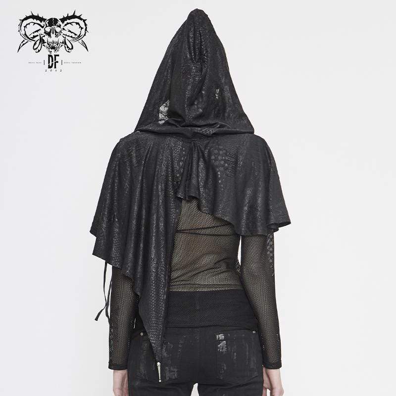 Women's Gothic Punk Asymmetrical Short Hooded Cape