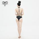 Women's Gothic Punk Black Cutout Halterneck One Piece Swimsuit