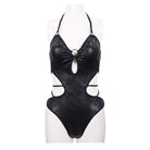 Women's Gothic Punk Black Cutout Halterneck One Piece Swimsuit