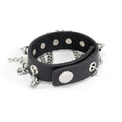 Women's Gothic Punk Black Faux Leather Chain and Studs Wristbands