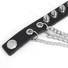 Women's Gothic Punk Black Faux Leather Chain and Studs Wristbands