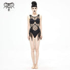 Women's Gothic Punk Black Lacy One Piece Cutout Swimsuit