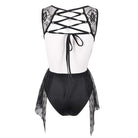 Women's Gothic Punk Black Lacy One Piece Cutout Swimsuit