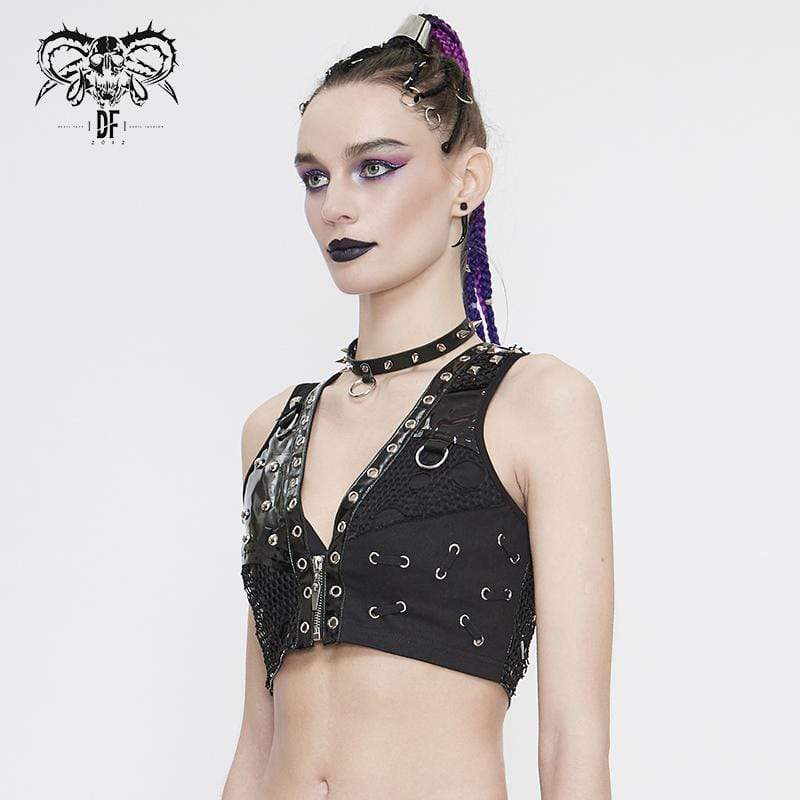 Women's Gothic Punk Sleeveless V-Neck Bustiers