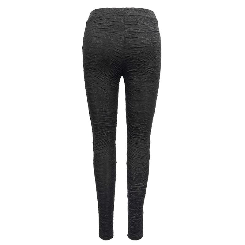 Women's Gothic Ripped Leggings With Rivets
