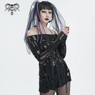 DEVIL FASHION Women's Gothic Ripped Split Halterneck Shirt