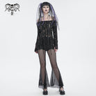 DEVIL FASHION Women's Gothic Ripped Split Halterneck Shirt