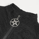 DEVIL FASHION Damen Gothic-Shirt mit gerüschten Trägern und gespleißtem Netzstoff