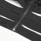 DEVIL FASHION Damen Gothic-Shirt mit gerüschten Trägern und gespleißtem Netzstoff