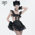 DEVIL FASHION Women's Gothic Ruffled Lace Splice Dress