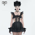 DEVIL FASHION Women's Gothic Ruffled Lace Splice Dress