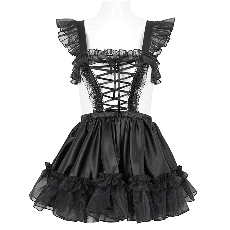 DEVIL FASHION Women's Gothic Ruffled Lace Splice Dress