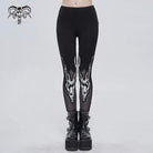 Leggings de empalme de malla con estampado gótico Sheepshead para mujer