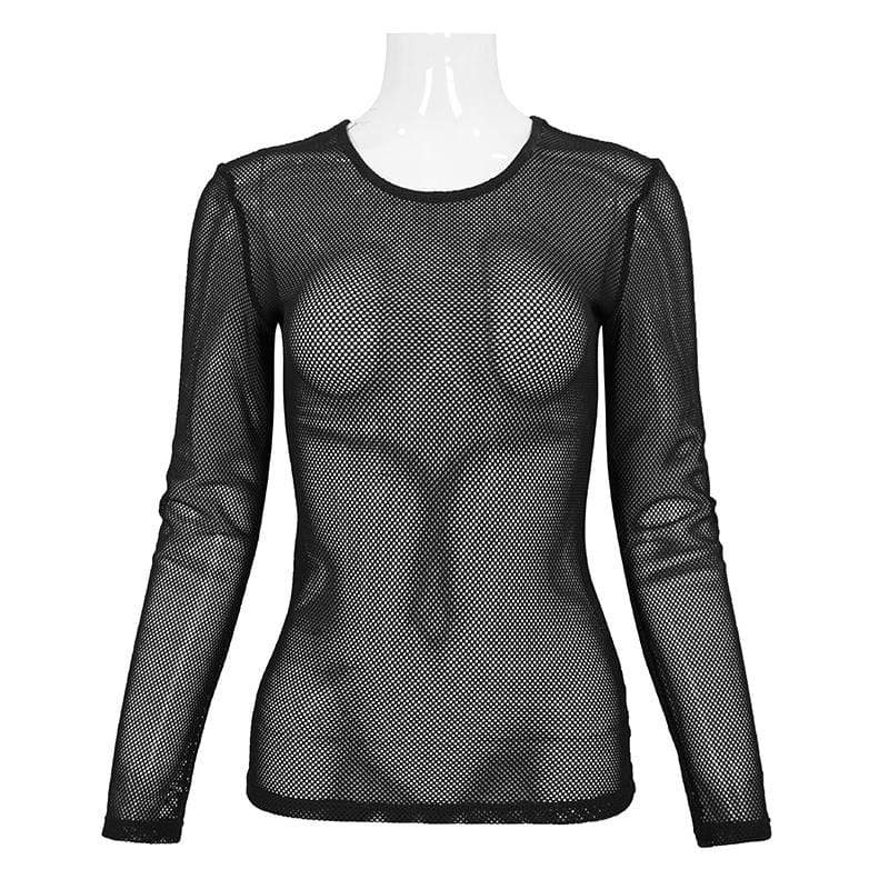 DEVIL FASHION Women's Gothic Sheer Mesh Tops