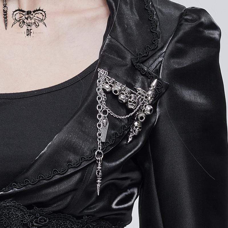 DEVIL FASHION Women's Gothic Skulls Chain Brooch