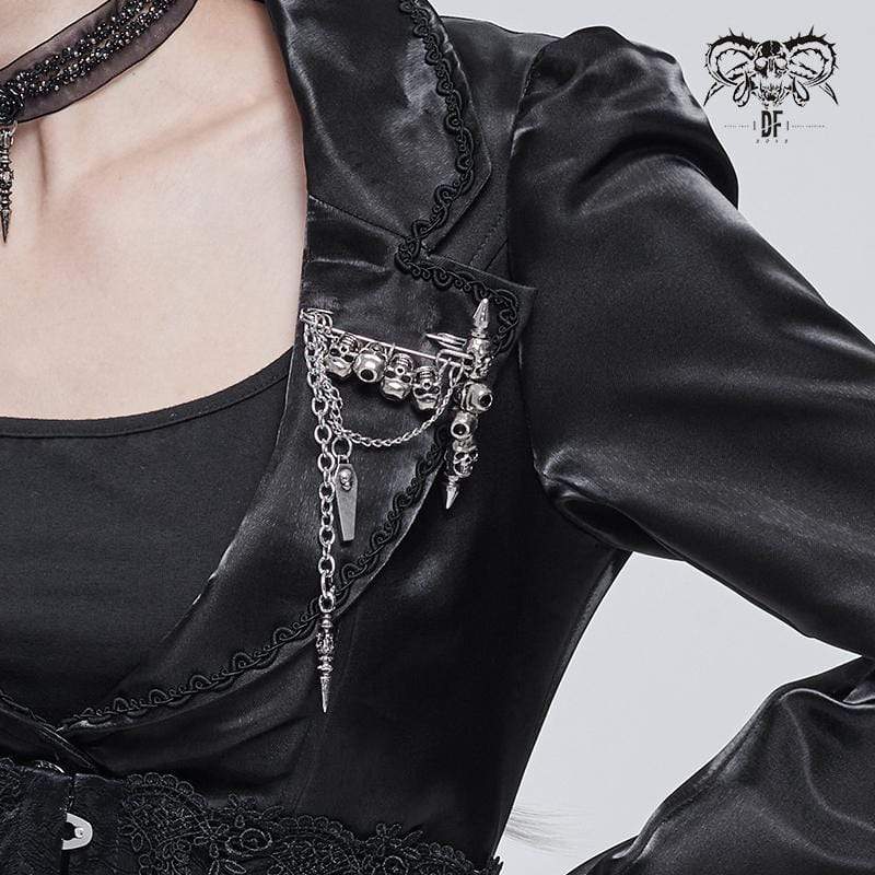 DEVIL FASHION Women's Gothic Skulls Chain Brooch