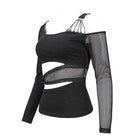 Gothic Slash Schulter Mesh Splice Top für Damen