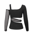 Gothic Slash Schulter Mesh Splice Top für Damen