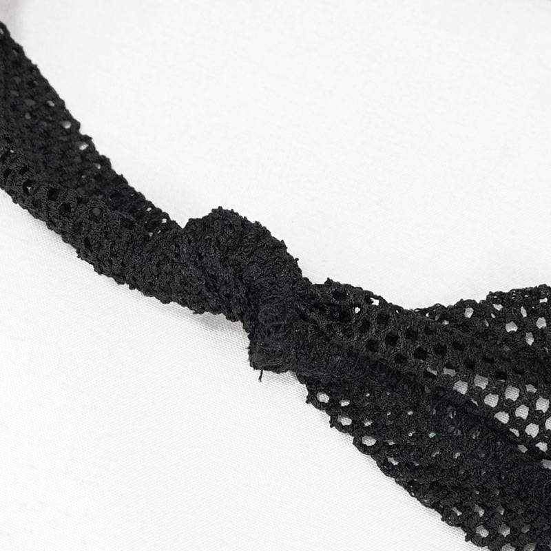 Gothic Slash Schulter Mesh Splice Top für Damen