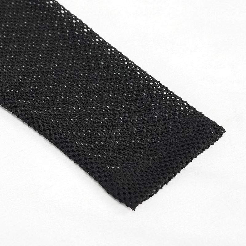 Gothic Slash Schulter Mesh Splice Top für Damen