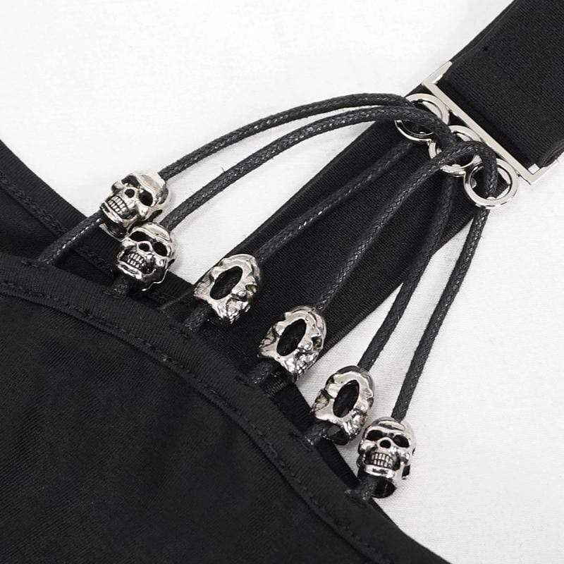 Gothic Slash Schulter Mesh Splice Top für Damen