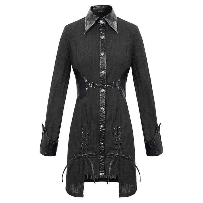 Women's Gothic Slim Fitted Strappy Splice Shirt