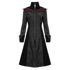 DEVIL FASHION Damen Gothic Stehkragen Blumen bestickter Mantel Schwarz