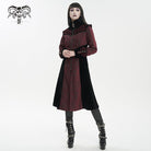 DEVIL FASHION Damen Gothic Stehkragen Blumen bestickter Mantel Rot